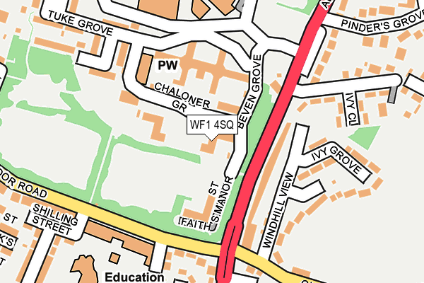 WF1 4SQ map - OS OpenMap – Local (Ordnance Survey)
