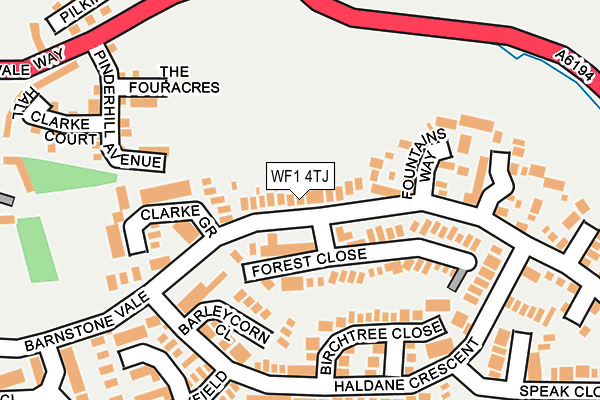 WF1 4TJ map - OS OpenMap – Local (Ordnance Survey)