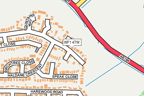 WF1 4TW map - OS OpenMap – Local (Ordnance Survey)