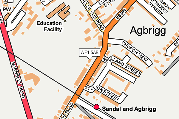 WF1 5AB map - OS OpenMap – Local (Ordnance Survey)