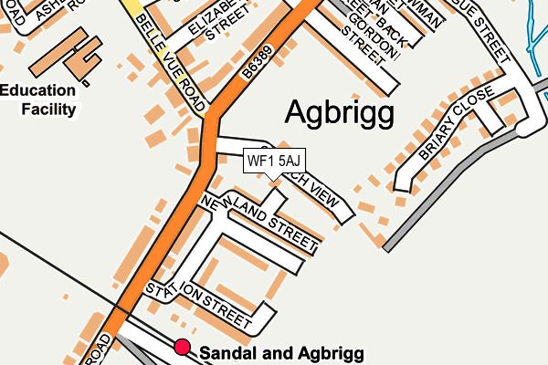 WF1 5AJ map - OS OpenMap – Local (Ordnance Survey)