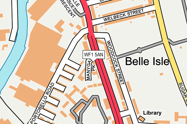 WF1 5AN map - OS OpenMap – Local (Ordnance Survey)