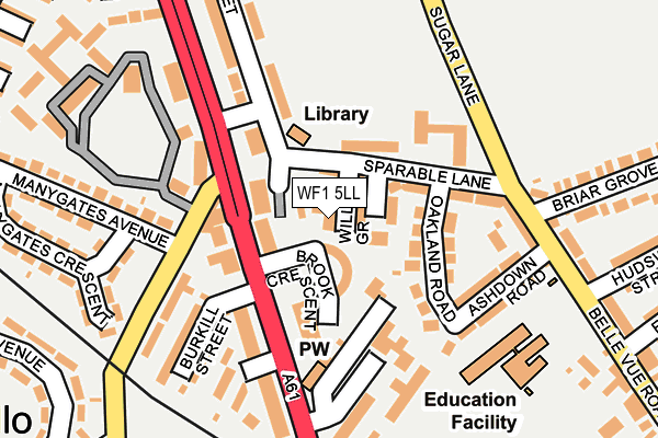 WF1 5LL map - OS OpenMap – Local (Ordnance Survey)
