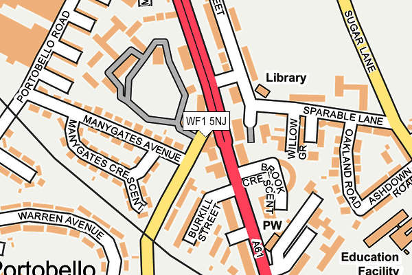 WF1 5NJ map - OS OpenMap – Local (Ordnance Survey)
