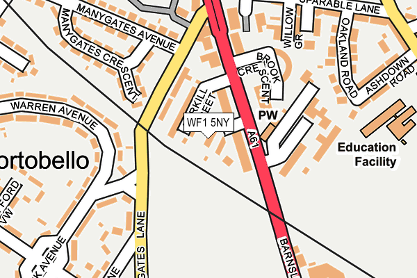 WF1 5NY map - OS OpenMap – Local (Ordnance Survey)