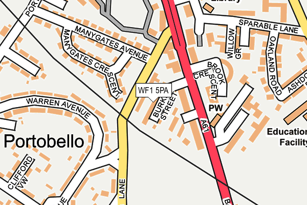 WF1 5PA map - OS OpenMap – Local (Ordnance Survey)