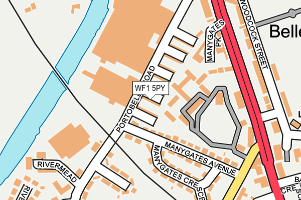 WF1 5PY map - OS OpenMap – Local (Ordnance Survey)