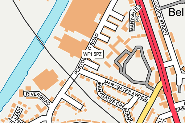 WF1 5PZ map - OS OpenMap – Local (Ordnance Survey)