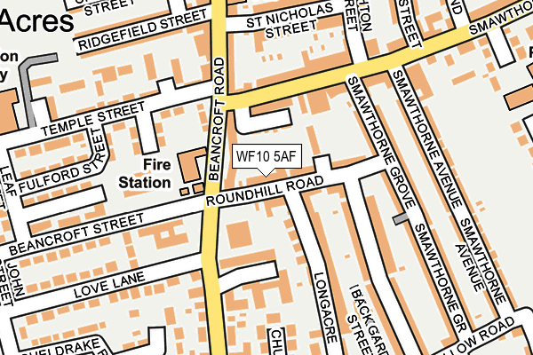 WF10 5AF map - OS OpenMap – Local (Ordnance Survey)