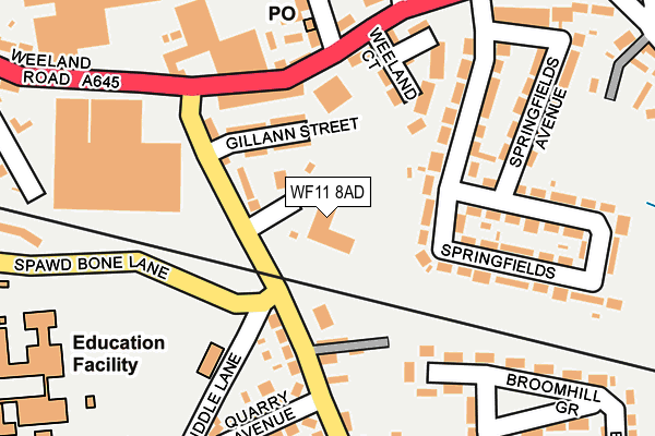 WF11 8AD map - OS OpenMap – Local (Ordnance Survey)
