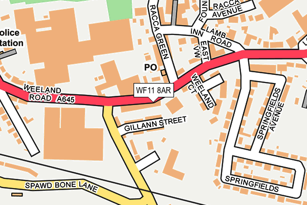 WF11 8AR map - OS OpenMap – Local (Ordnance Survey)