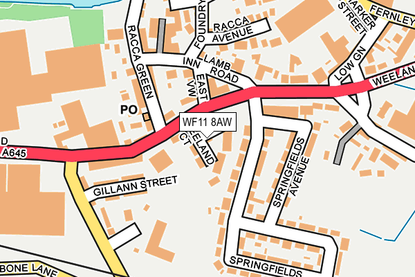 WF11 8AW map - OS OpenMap – Local (Ordnance Survey)