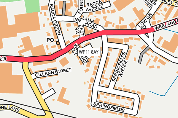 WF11 8AY map - OS OpenMap – Local (Ordnance Survey)