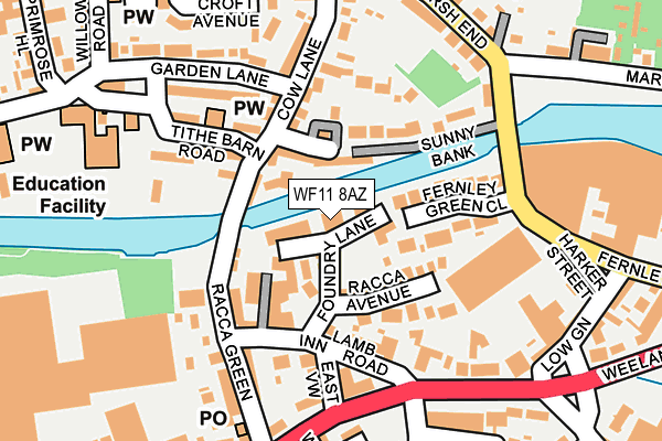 WF11 8AZ map - OS OpenMap – Local (Ordnance Survey)