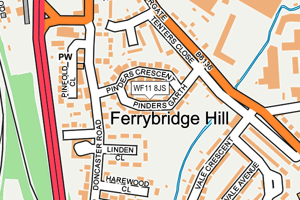 WF11 8JS map - OS OpenMap – Local (Ordnance Survey)