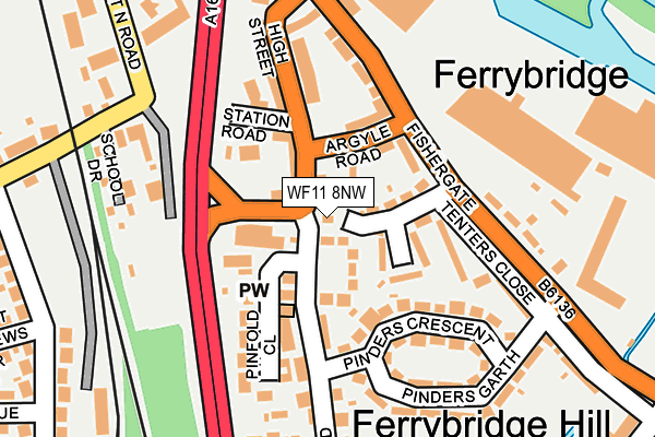 WF11 8NW map - OS OpenMap – Local (Ordnance Survey)