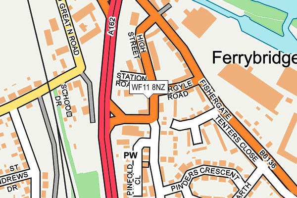 WF11 8NZ map - OS OpenMap – Local (Ordnance Survey)