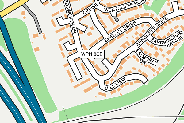 WF11 8QB map - OS OpenMap – Local (Ordnance Survey)