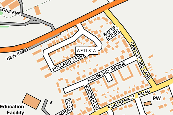 WF11 8TA map - OS OpenMap – Local (Ordnance Survey)