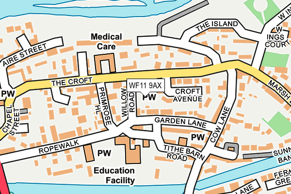 WF11 9AX map - OS OpenMap – Local (Ordnance Survey)