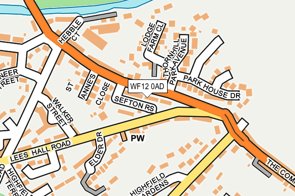 WF12 0AD map - OS OpenMap – Local (Ordnance Survey)