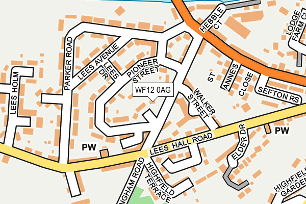 WF12 0AG map - OS OpenMap – Local (Ordnance Survey)