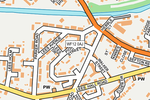 WF12 0AJ map - OS OpenMap – Local (Ordnance Survey)