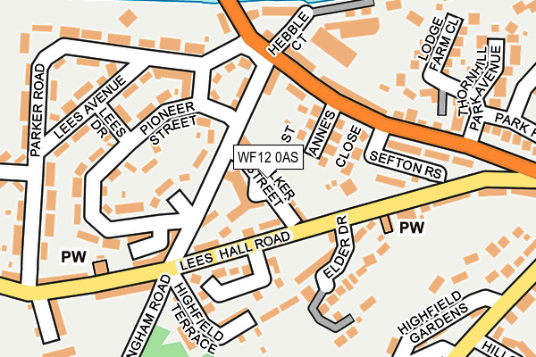 WF12 0AS map - OS OpenMap – Local (Ordnance Survey)