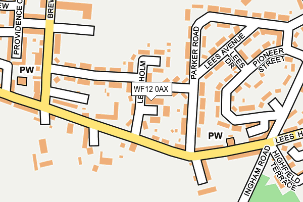 WF12 0AX map - OS OpenMap – Local (Ordnance Survey)