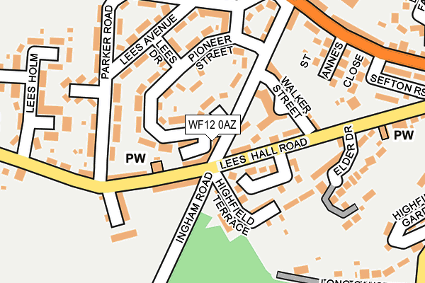 WF12 0AZ map - OS OpenMap – Local (Ordnance Survey)