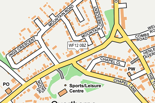 WF12 0BZ map - OS OpenMap – Local (Ordnance Survey)