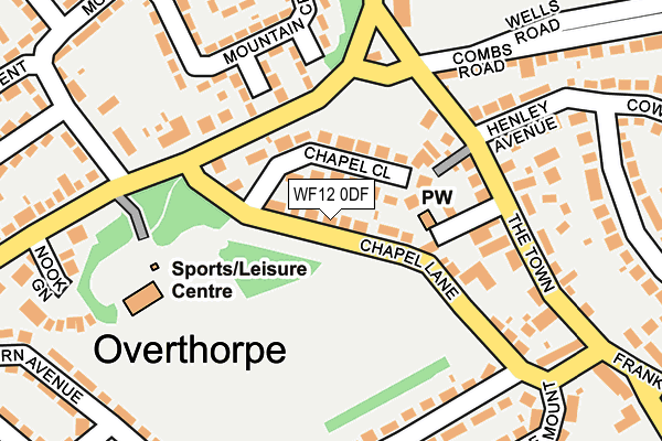 WF12 0DF map - OS OpenMap – Local (Ordnance Survey)