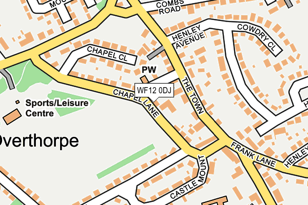 WF12 0DJ map - OS OpenMap – Local (Ordnance Survey)