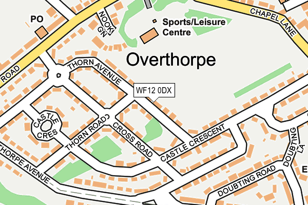 WF12 0DX map - OS OpenMap – Local (Ordnance Survey)