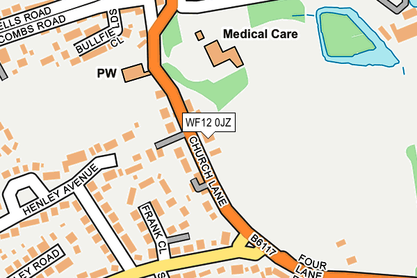 WF12 0JZ map - OS OpenMap – Local (Ordnance Survey)