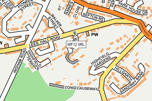 WF12 0RL map - OS OpenMap – Local (Ordnance Survey)