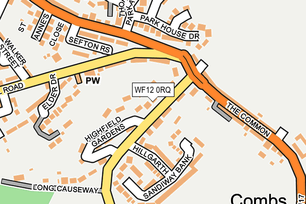 WF12 0RQ map - OS OpenMap – Local (Ordnance Survey)