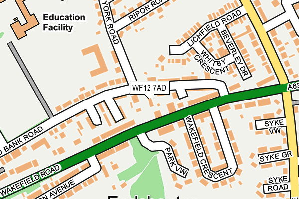 WF12 7AD map - OS OpenMap – Local (Ordnance Survey)