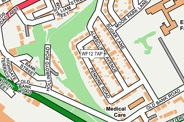 WF12 7AP map - OS OpenMap – Local (Ordnance Survey)