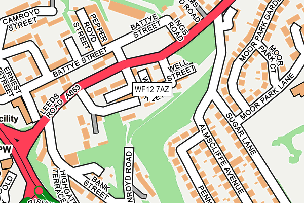 WF12 7AZ map - OS OpenMap – Local (Ordnance Survey)
