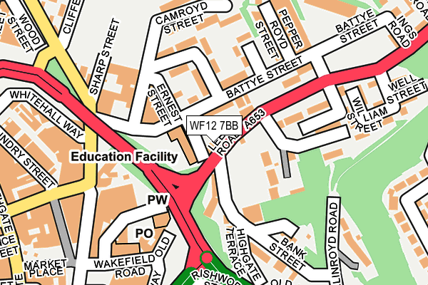WF12 7BB map - OS OpenMap – Local (Ordnance Survey)