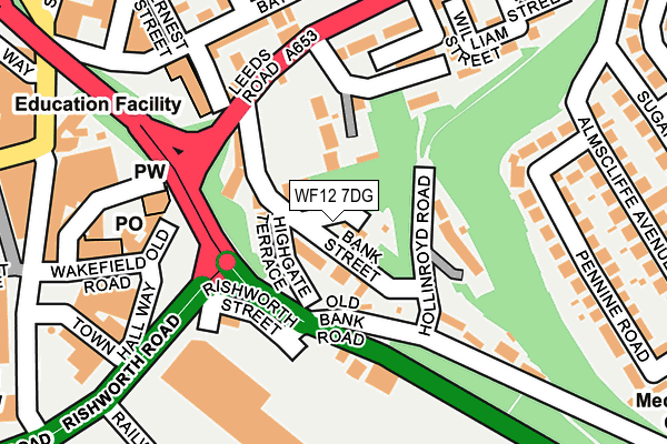 WF12 7DG map - OS OpenMap – Local (Ordnance Survey)