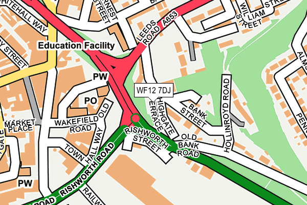 WF12 7DJ map - OS OpenMap – Local (Ordnance Survey)