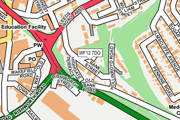 WF12 7DQ map - OS OpenMap – Local (Ordnance Survey)