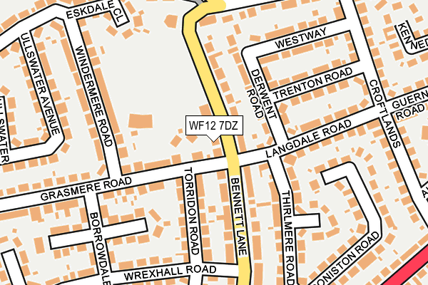 WF12 7DZ map - OS OpenMap – Local (Ordnance Survey)