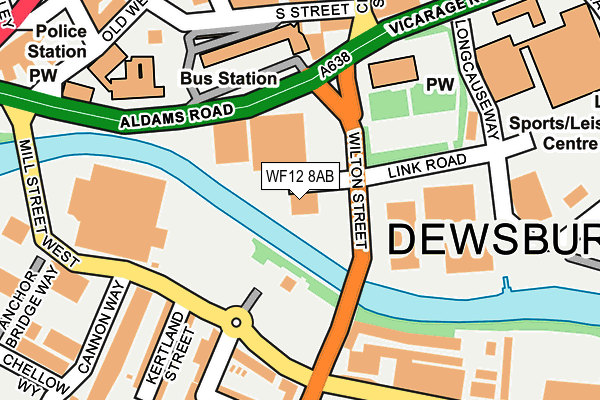 WF12 8AB map - OS OpenMap – Local (Ordnance Survey)