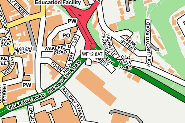 WF12 8AT map - OS OpenMap – Local (Ordnance Survey)
