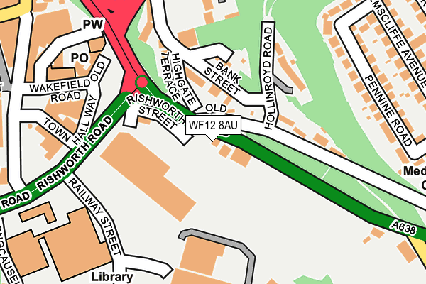 WF12 8AU map - OS OpenMap – Local (Ordnance Survey)