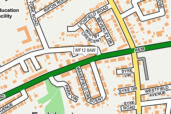WF12 8AW map - OS OpenMap – Local (Ordnance Survey)
