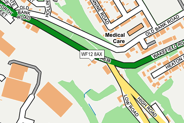 WF12 8AX map - OS OpenMap – Local (Ordnance Survey)